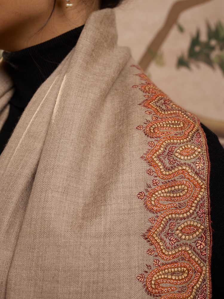 ImageResham-e-Jahan Handloom Pashmina Shawl – Natural Beige