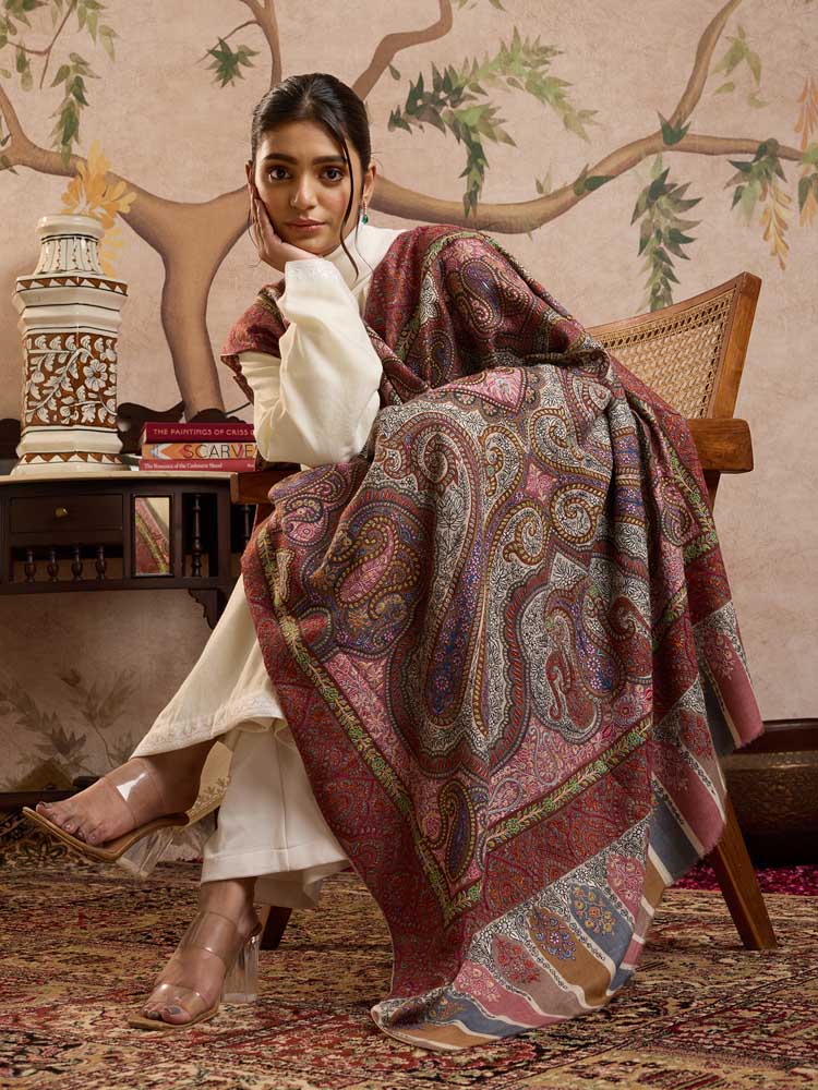 ImageAmbiyaan Sozni Pashmina Shawl – Majestic Multi