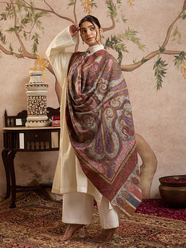 ImageAmbiyaan Sozni Pashmina Shawl – Majestic Multi
