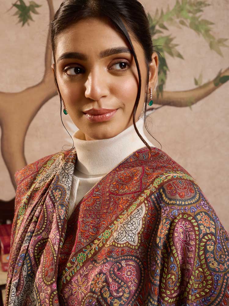 ImageAmbiyaan Sozni Pashmina Shawl – Majestic Multi