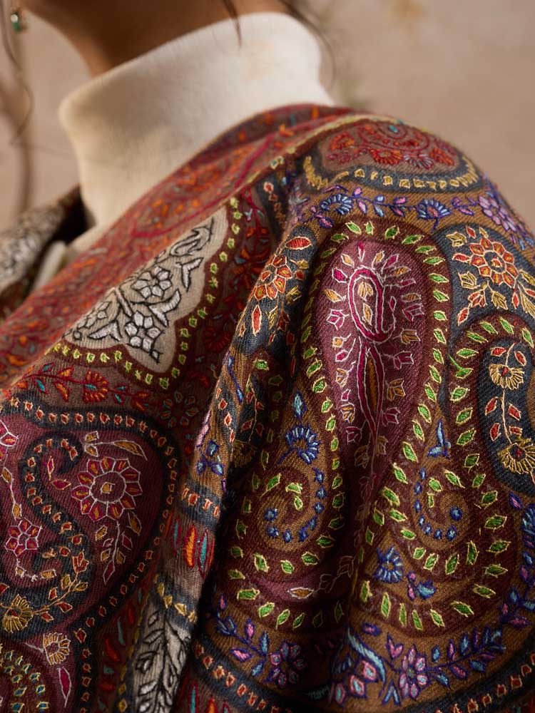 ImageAmbiyaan Sozni Pashmina Shawl – Majestic Multi