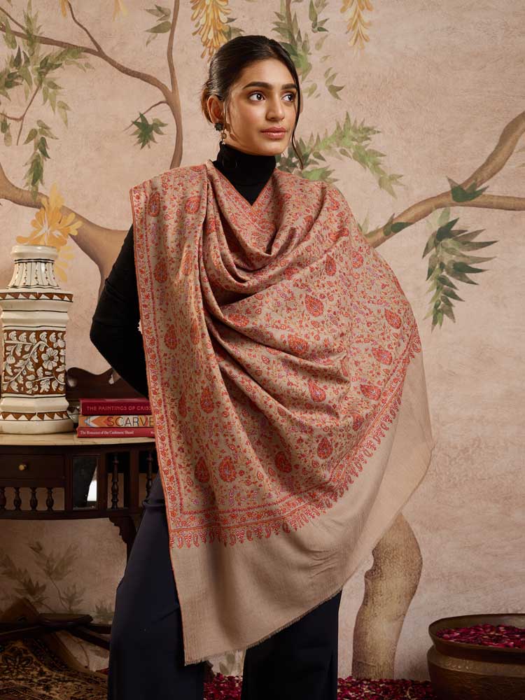 ImageLahari Jaal Handloom Pashmina Shawl – Natural Toosha