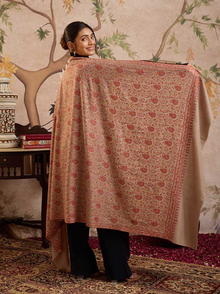 ImageLahari Jaal Handloom Pashmina Shawl – Natural Toosha