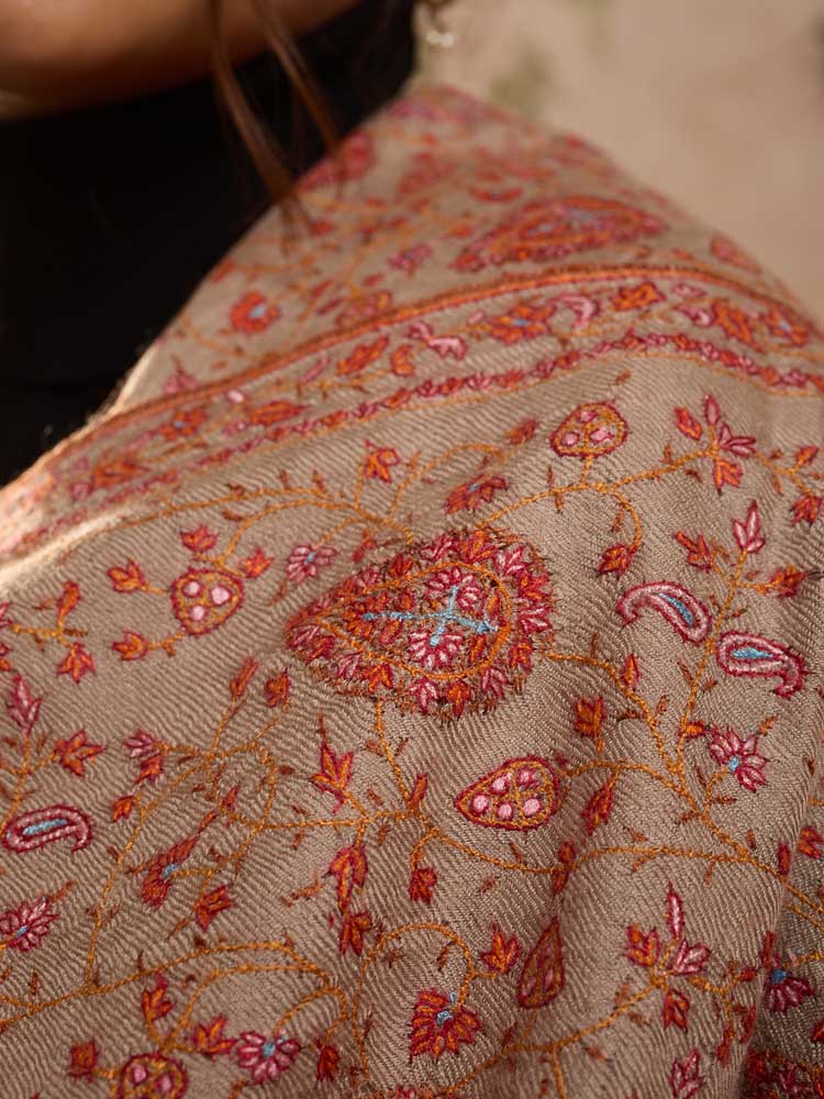 ImageLahari Jaal Handloom Pashmina Shawl – Natural Toosha