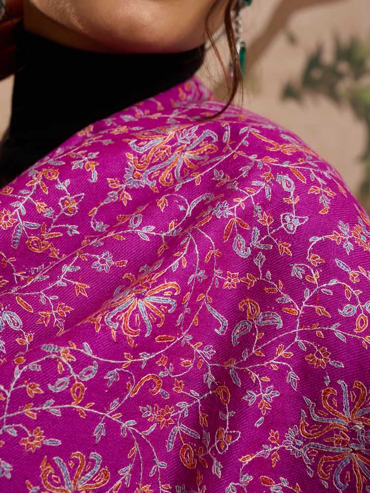 ImageRimza Jaal Handloom Pashmina Shawl – Magenta Pink