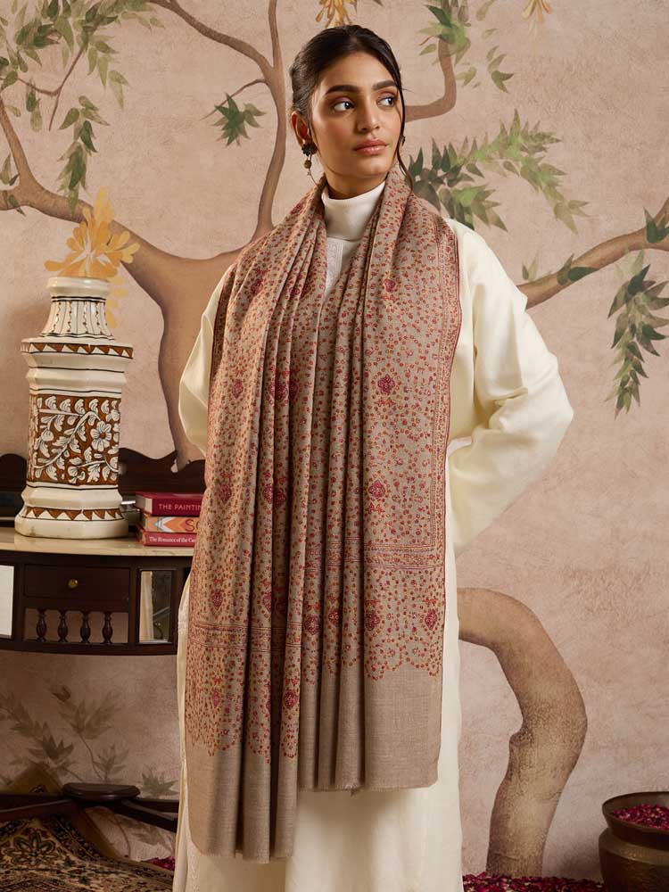 ImageShahzaar Jaal Handloom Pashmina Shawl – Natural Toosha