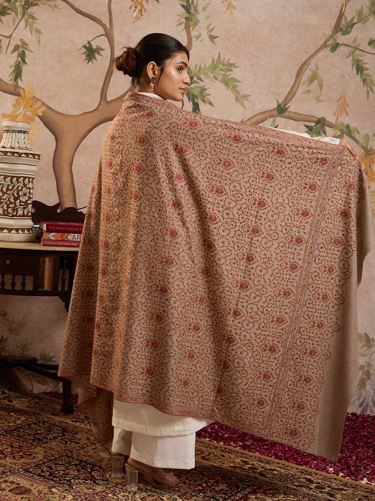 ImageShahzaar Jaal Handloom Pashmina Shawl – Natural Toosha