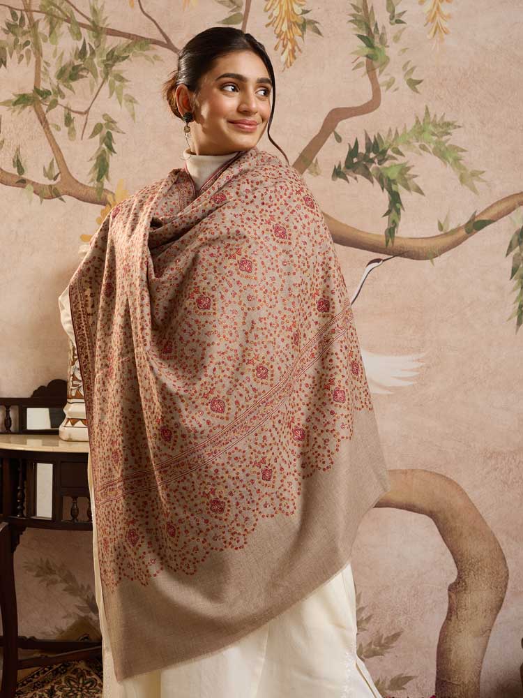 ImageShahzaar Jaal Handloom Pashmina Shawl – Natural Toosha