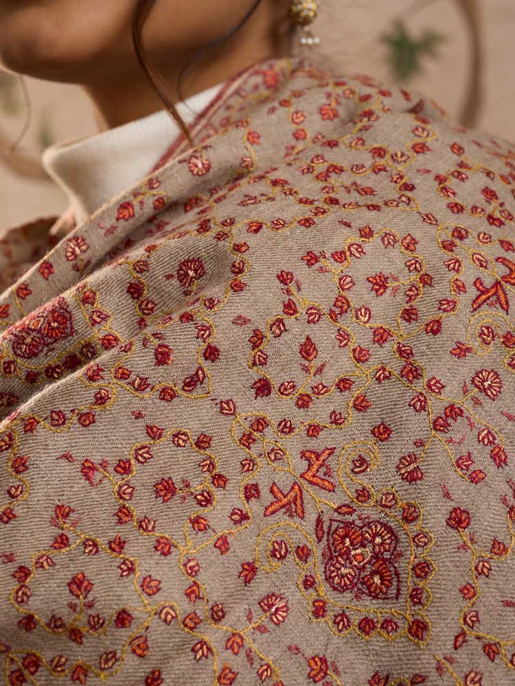 ImageShahzaar Jaal Handloom Pashmina Shawl – Natural Toosha