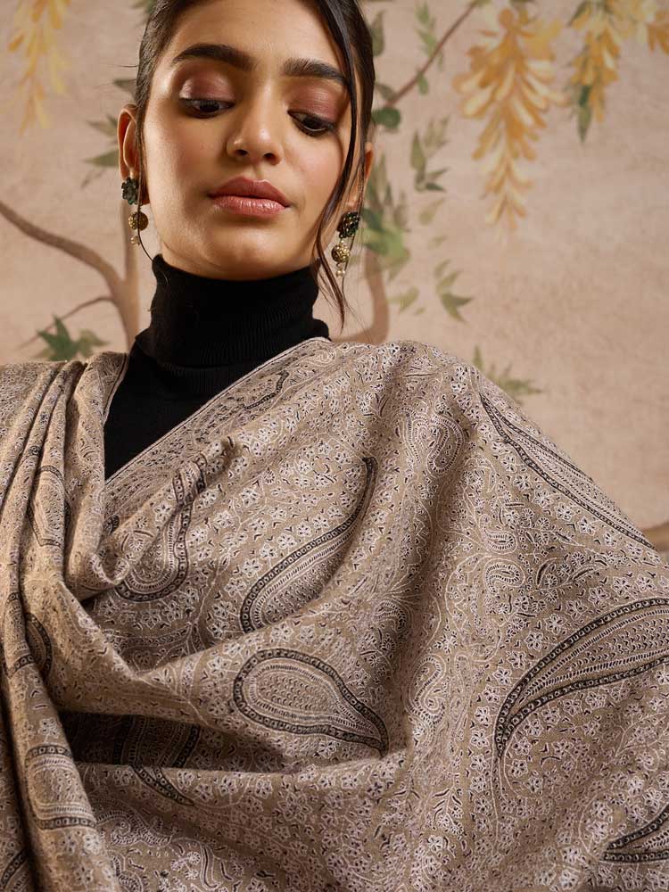 ImageTambeer Jama Handloom Pashmina Shawl – Ivory, Beige