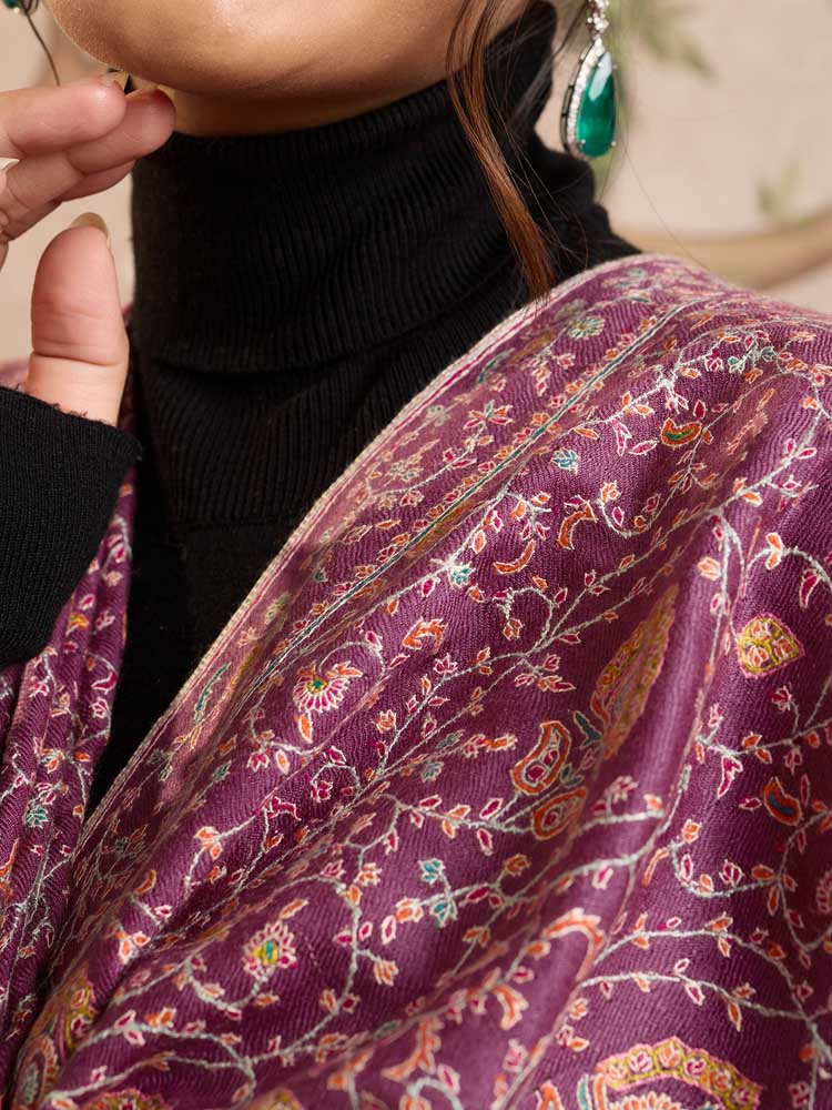 ImageSazaav Jaal Handloom Pashmina Shawl – Aurora Pink