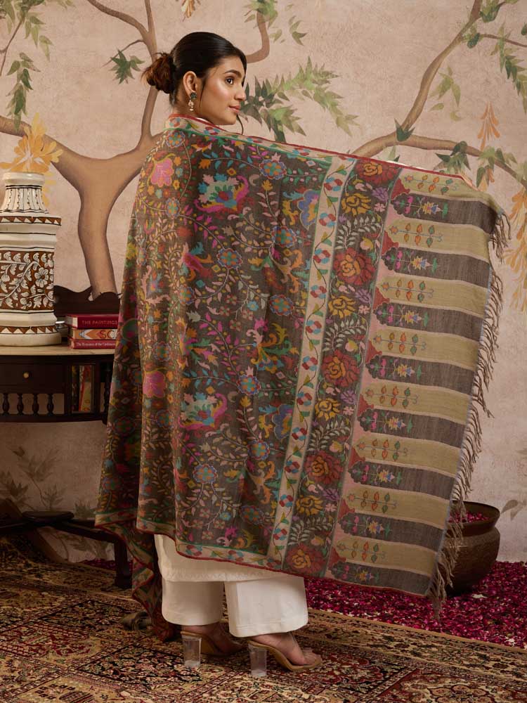 ImageGulsara Handloom Kani Pashmina Shawl – Fossil, Multi