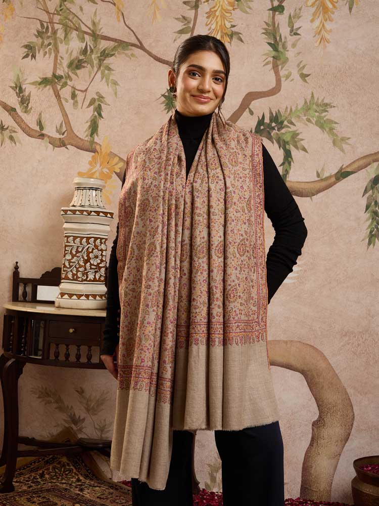 ImageMavuli Jaal Handloom Pashmina Shawl – Natural Toosha