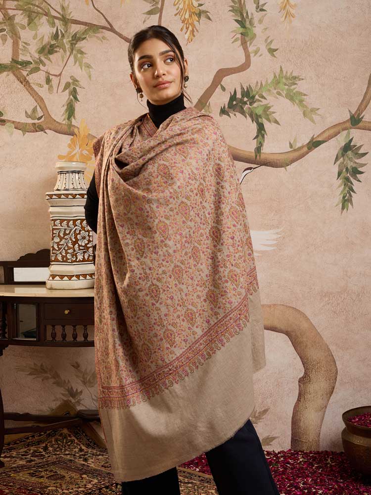 ImageMavuli Jaal Handloom Pashmina Shawl – Natural Toosha