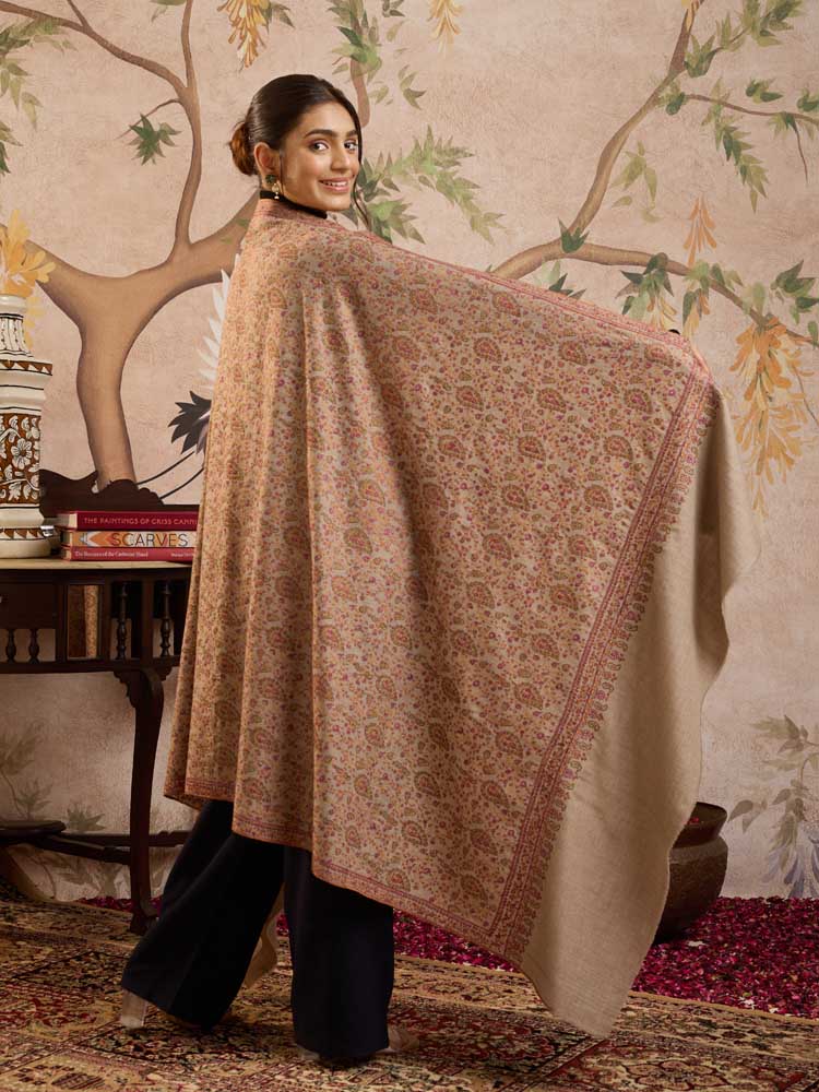 ImageMavuli Jaal Handloom Pashmina Shawl – Natural Toosha