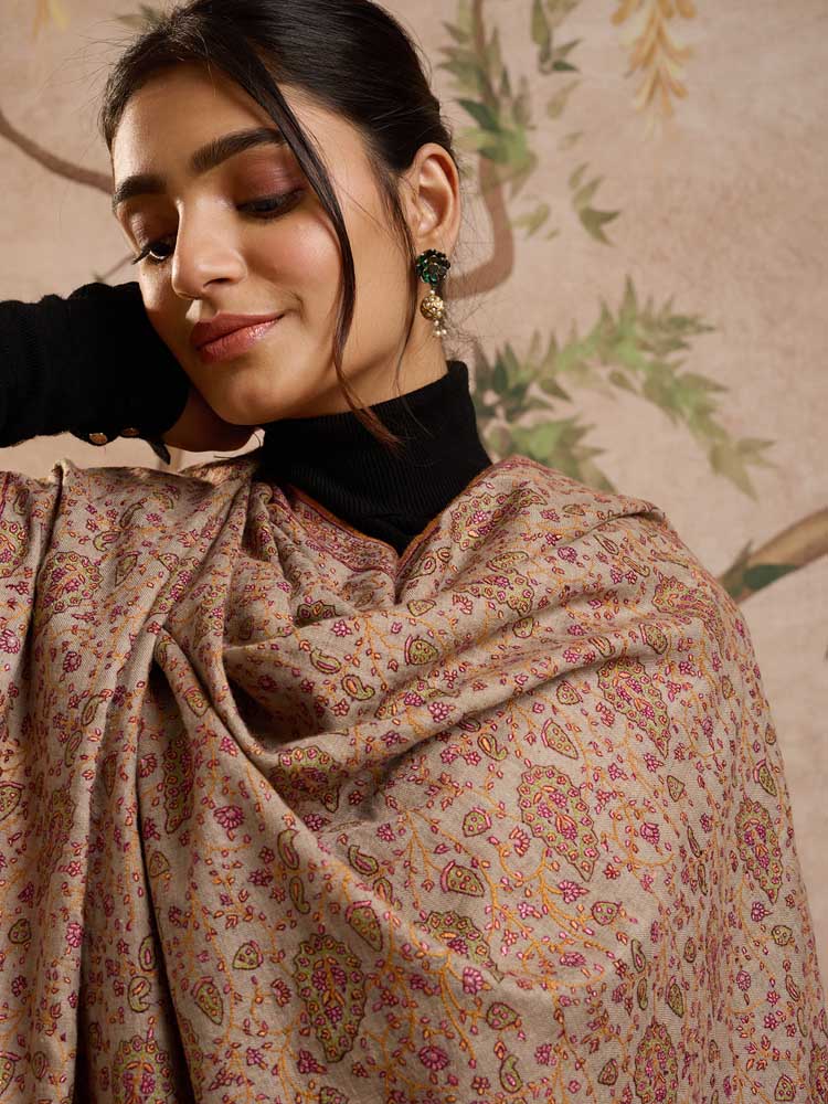 ImageMavuli Jaal Handloom Pashmina Shawl – Natural Toosha