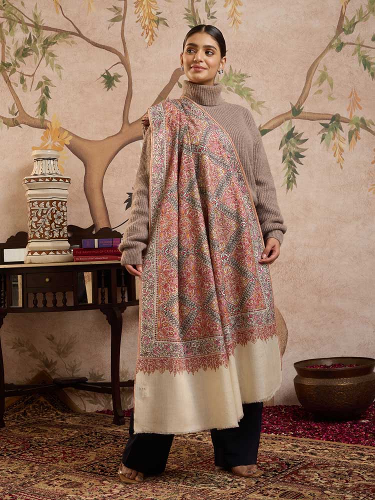 ImageSozni Jama Handloom Pashmina Shawl – Prism, White