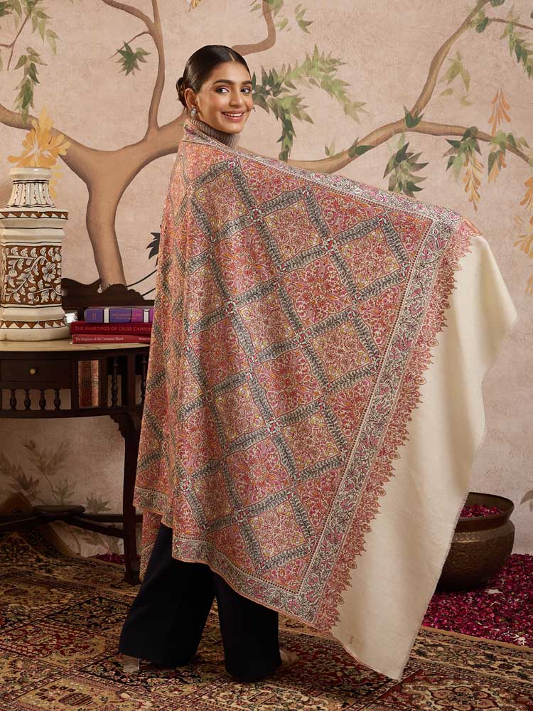 ImageSozni Jama Handloom Pashmina Shawl – Prism, White