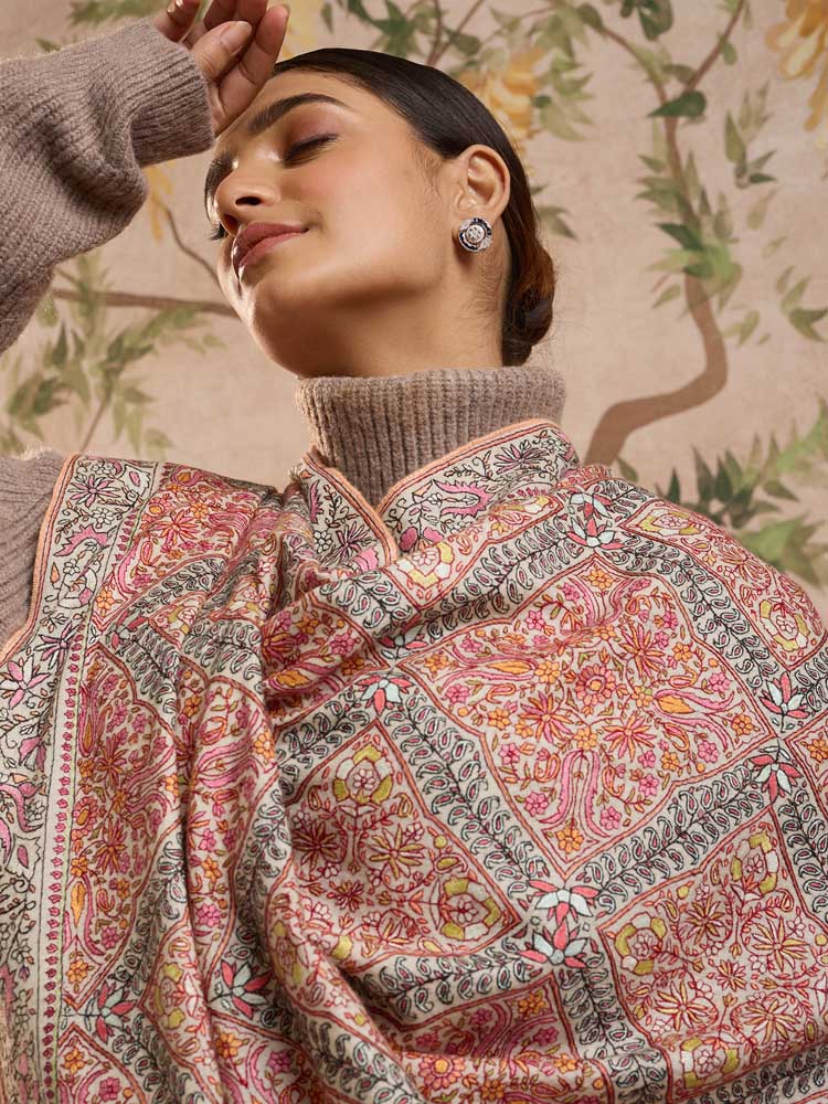 ImageSozni Jama Handloom Pashmina Shawl – Prism, White