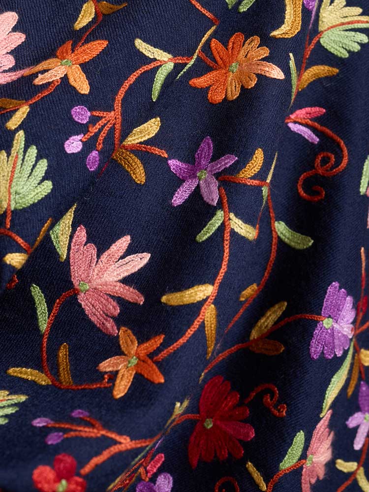 ImageAri Jaaldaar Hand Embroidery Shawl – Soladite Navy