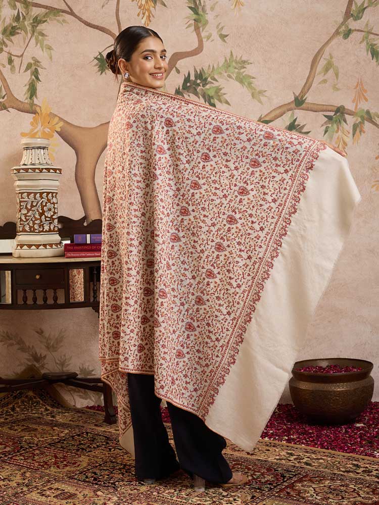 ImageBaghira Jaal Handloom Pashmina Shawl – Cloud, White