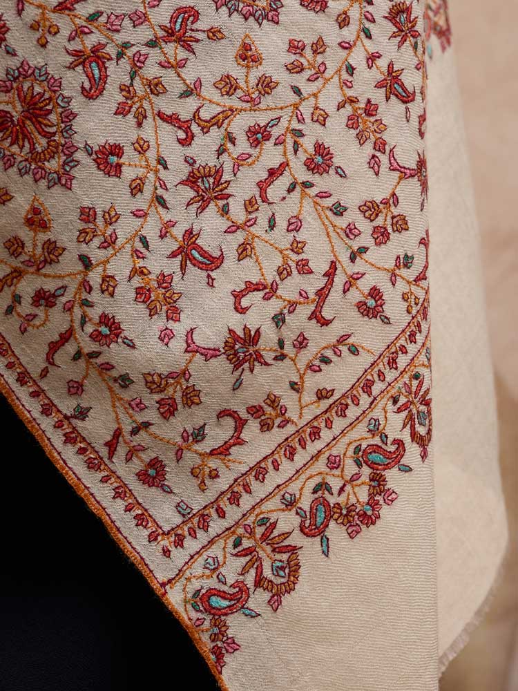 ImageBaghira Jaal Handloom Pashmina Shawl – Cloud, White