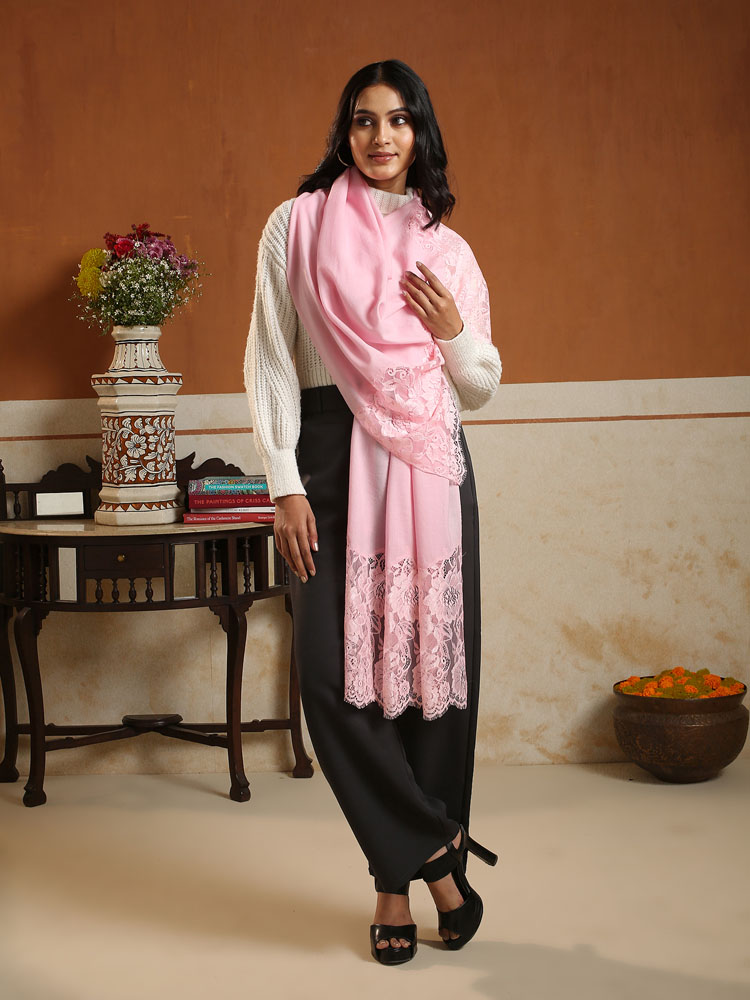 ImageFloral French Lace Lux Stole – Blush Pink