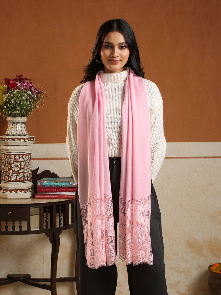 ImageFloral French Lace Lux Stole – Blush Pink