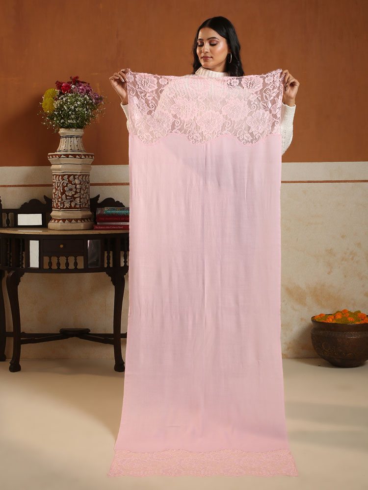 ImageFloral French Lace Lux Stole – Blush Pink