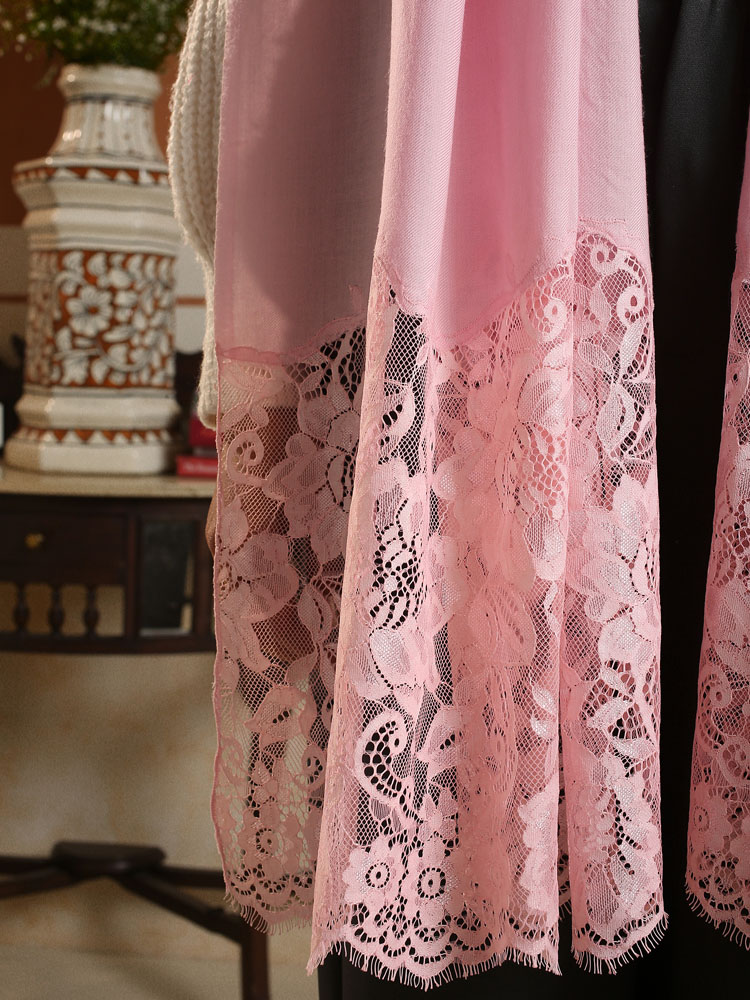 ImageFloral French Lace Lux Stole – Blush Pink