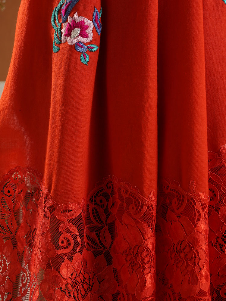 ImageFloral French Lace Emb Lux Stole – Rouge Red