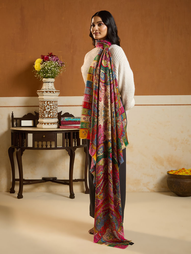 ImageFlora Grandeur Pashmina Foulard – Red, Beige