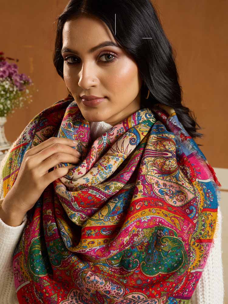 ImageFlora Grandeur Pashmina Foulard – Red, Beige