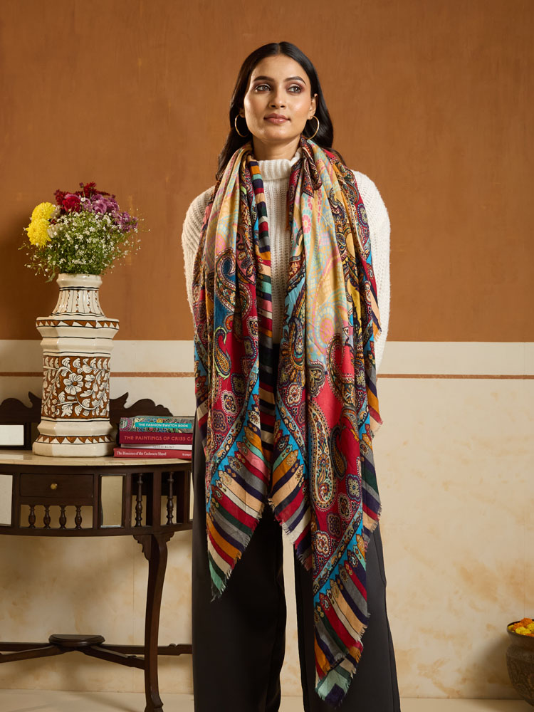 ImageLior Paisley Pashmina Foulard – Cognac Multi