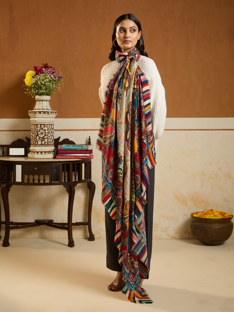 ImageLior Paisley Pashmina Foulard – Cognac Multi