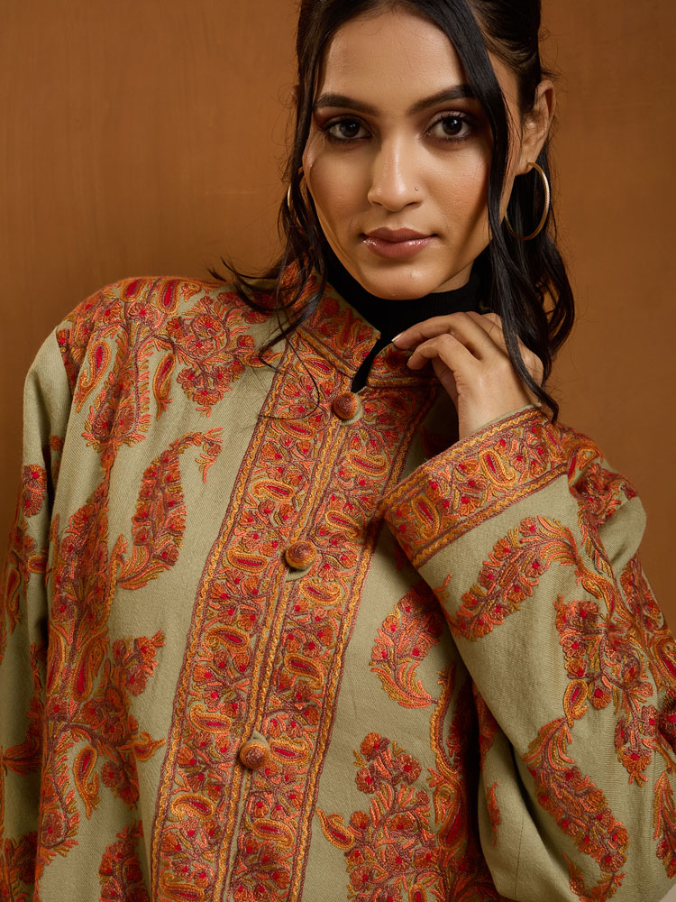 ImageGul Kaar Ari Hand Emb Wool Jacket – Sandstone, Beige [48]