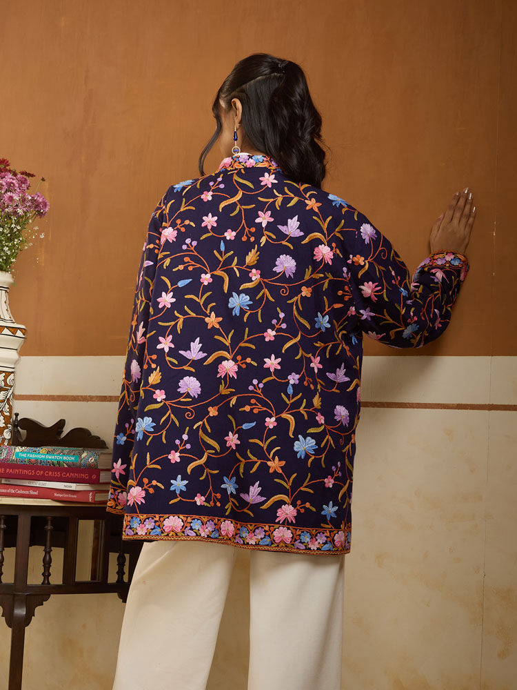 ImageHalka Jaal Ari Hand Emb Jacket – Navy, Multi [48]