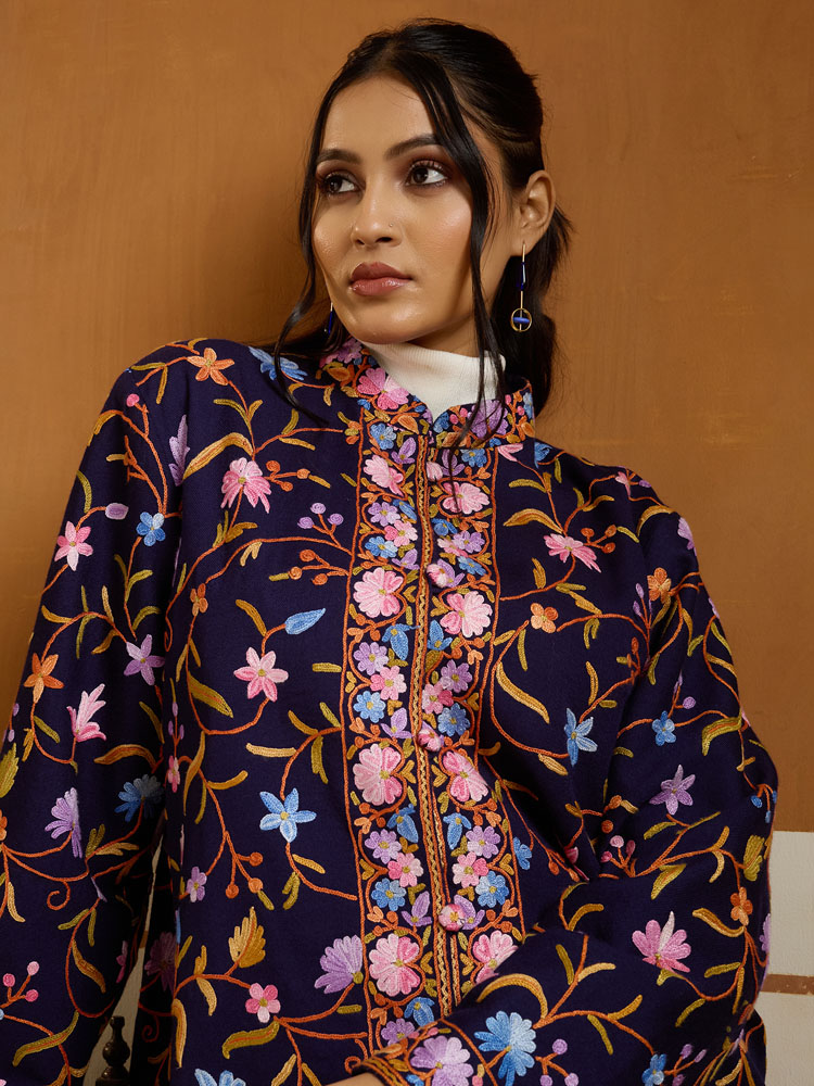 ImageHalka Jaal Ari Hand Emb Jacket – Navy, Multi [48]