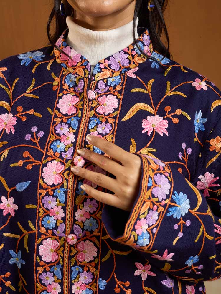 ImageHalka Jaal Ari Hand Emb Jacket – Navy, Multi [48]