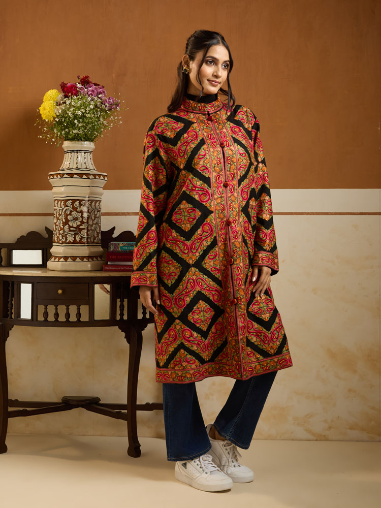 ImageAnja Paisley Ari Emb Wool Jacket – Antique Black [48]