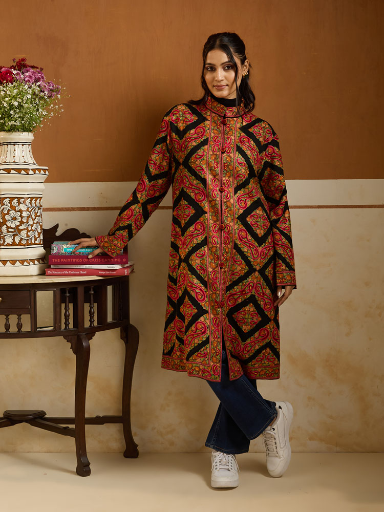 ImageAnja Paisley Ari Emb Wool Jacket – Antique Black [48]