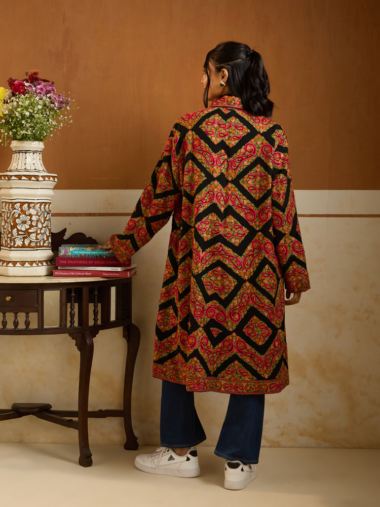 ImageAnja Paisley Ari Emb Wool Jacket – Antique Black [48]