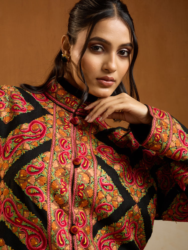 ImageAnja Paisley Ari Emb Wool Jacket – Antique Black [48]