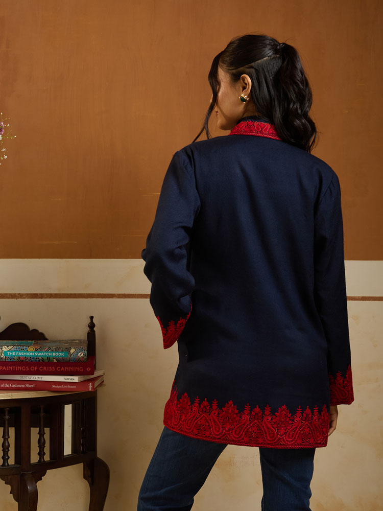 ImageMira Paisley Ari Emb Wool Jacket – Navy, Red [42]