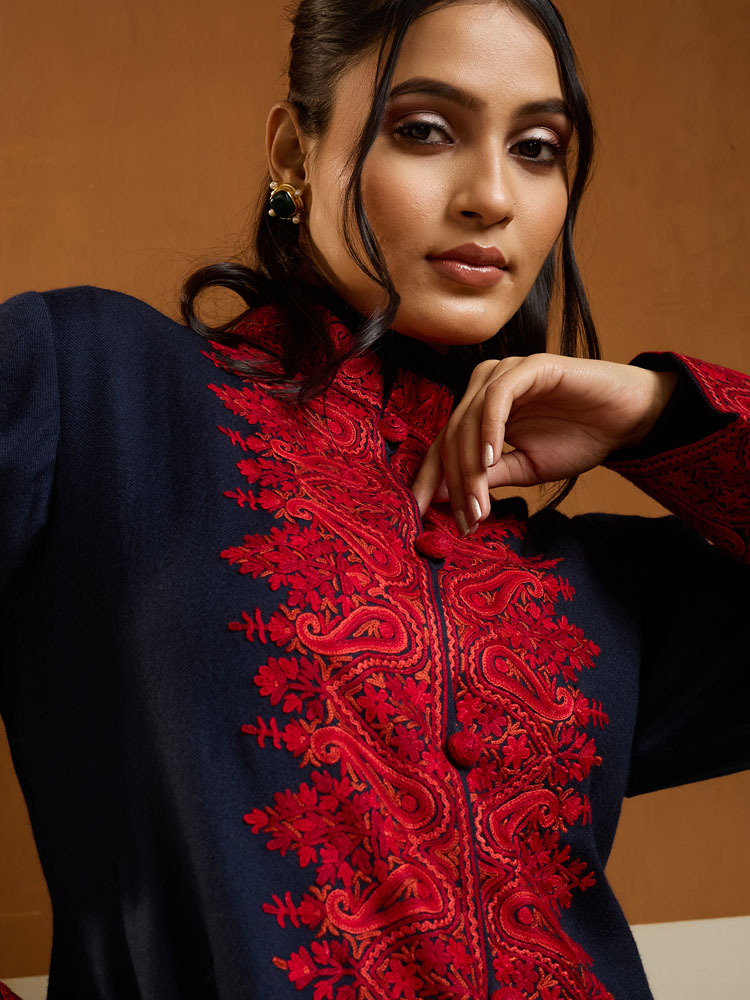 ImageMira Paisley Ari Emb Wool Jacket – Navy, Red [42]