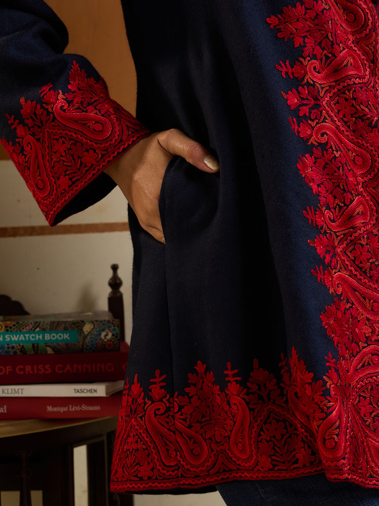 ImageMira Paisley Ari Emb Wool Jacket – Navy, Red [42]