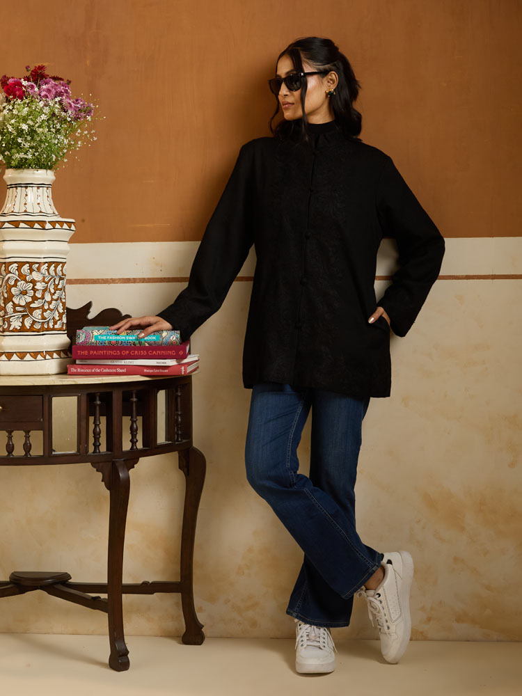 ImageMira Paisley Ari Emb Wool Jacket – Tonal Black [44]