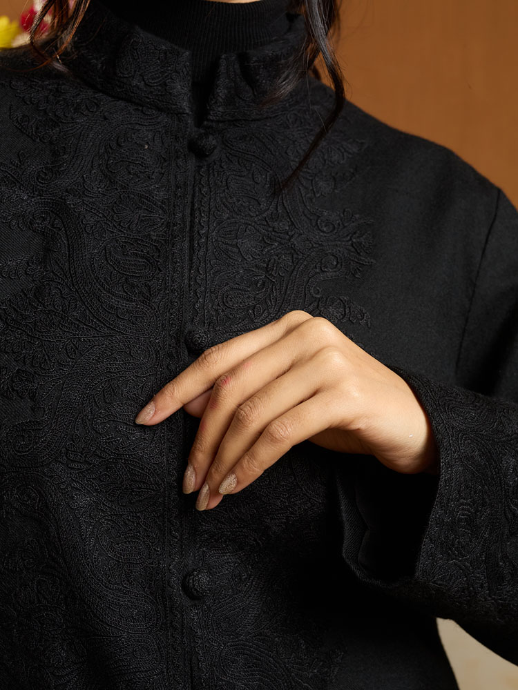 ImageMira Paisley Ari Emb Wool Jacket – Tonal Black [44]