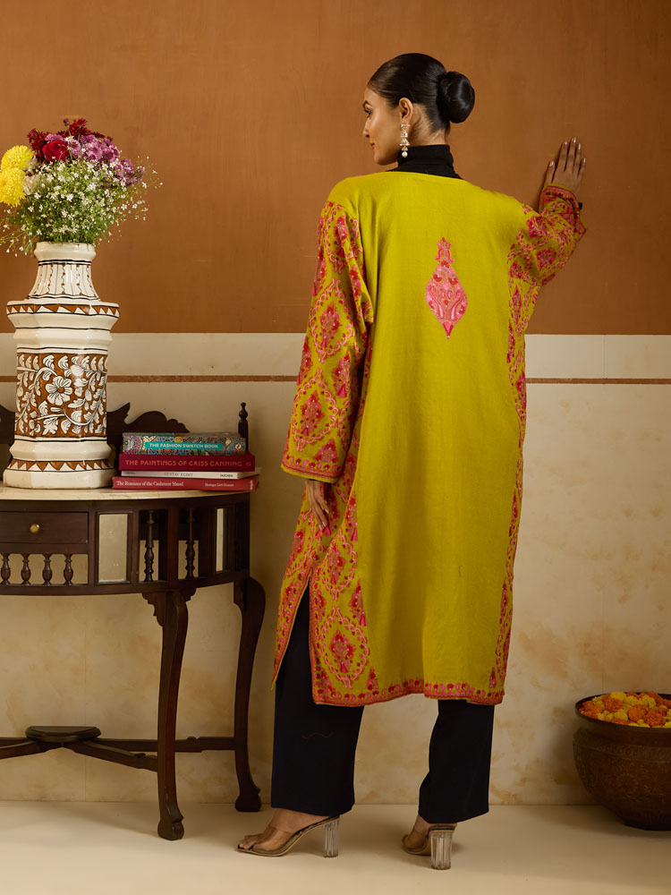 ImageArlo Paisley Ari Wool Phiran –  Khaki Green