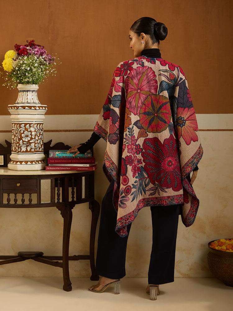 ImageFloral Grande Boho Cape – Multi, Beige